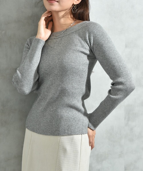 INTERPLANET（インタープラネット）の「リブボートネックオフショルプルオーバー（ニット/セーター・レディース・ブラック/グレー/オフホワイト・FREE）」の21枚目の写真