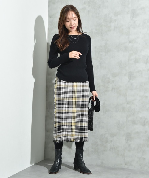 INTERPLANET（インタープラネット）の「リブボートネックオフショルプルオーバー（ニット/セーター・レディース・ブラック/グレー/オフホワイト・FREE）」の5枚目の写真