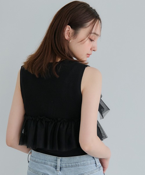 coca(coca)(コカ)の「ノースリーブフリルニット(ニット/セーター・レディース・アイボリー/ブラック・S/M/L)」の13枚目の写真