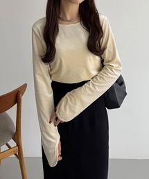 callautia（カラウティア）の「バックオープンストーンベロアカットソー（Tシャツ/カットソー・レディース）」