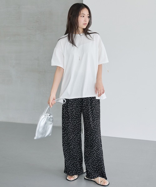 tシャツ 「WEB限定」異素材切替えドロストギャザープルオーバー「洗濯機で洗える」 レディース 異素材切替えドロストギャザープルオーバー – flavor-shop.com