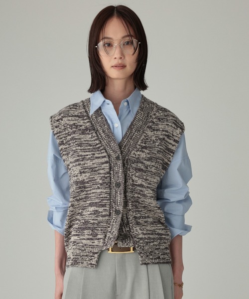 BABYLONE(バビロン)の「ミックスカラーノースリニット(ベスト・レディース・ブラック/ピンク・フリー)」の1枚目の写真