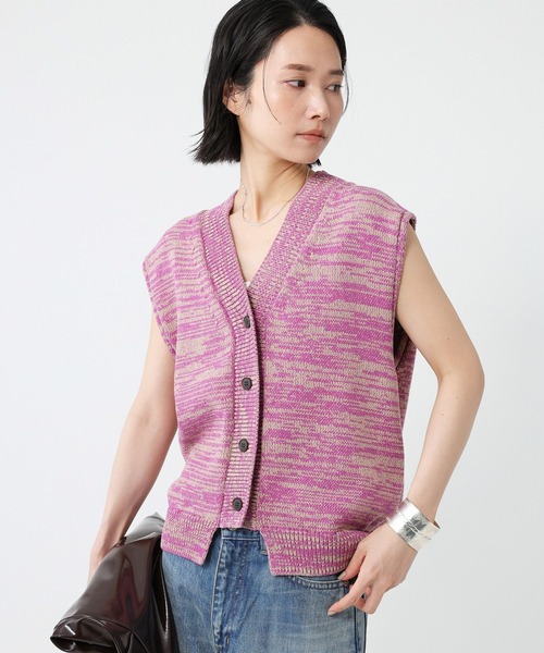 BABYLONE(バビロン)の「ミックスカラーノースリニット(ベスト・レディース・ブラック/ピンク・フリー)」の9枚目の写真