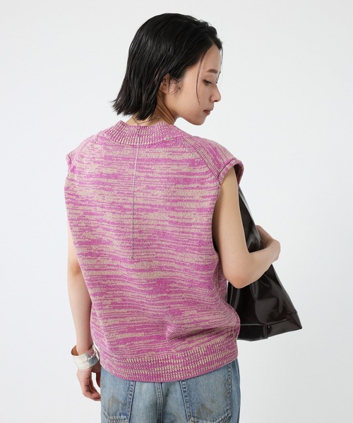 BABYLONE(バビロン)の「ミックスカラーノースリニット(ベスト・レディース・ブラック/ピンク・フリー)」の10枚目の写真