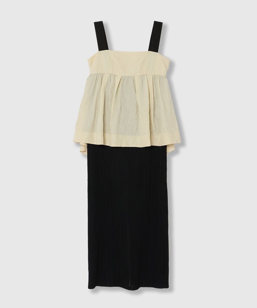 THINGS THAT MATTER（シングス ザット マター）の「PEPLUM CONFORMS LONG DRESS / ペプラムコンフォームドレス（ワンピース・レディース・ブラック/イエロー/ストライプ・1/2）」の6枚目の写真