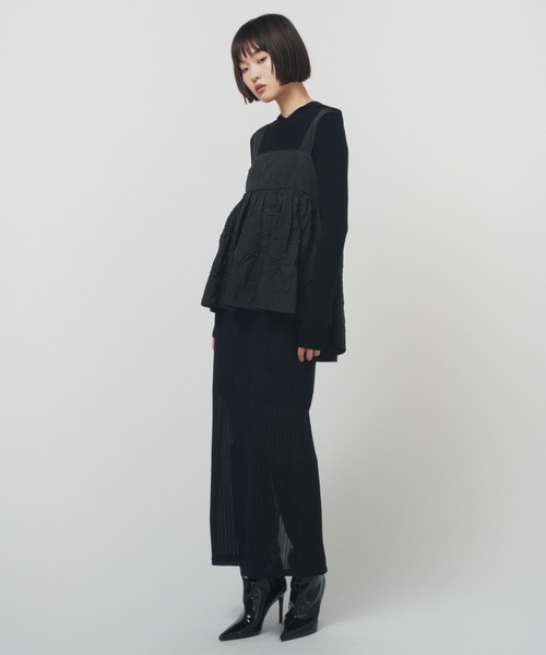 THINGS THAT MATTER（シングス ザット マター）の「PEPLUM CONFORMS LONG DRESS / ペプラムコンフォームドレス（ワンピース・レディース・ブラック/イエロー/ストライプ・1/2）」の12枚目の写真