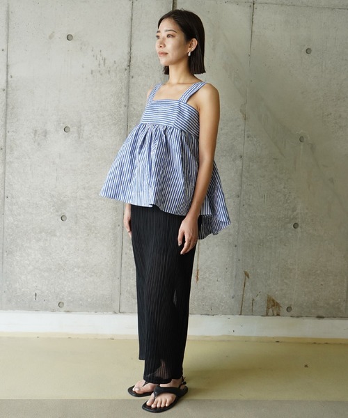 THINGS THAT MATTER(シングス ザット マター)の「PEPLUM CONFORMS LONG DRESS / ペプラムコンフォームドレス(ワンピース・レディース・ブラック/イエロー/ストライプ・1/2)」の19枚目の写真
