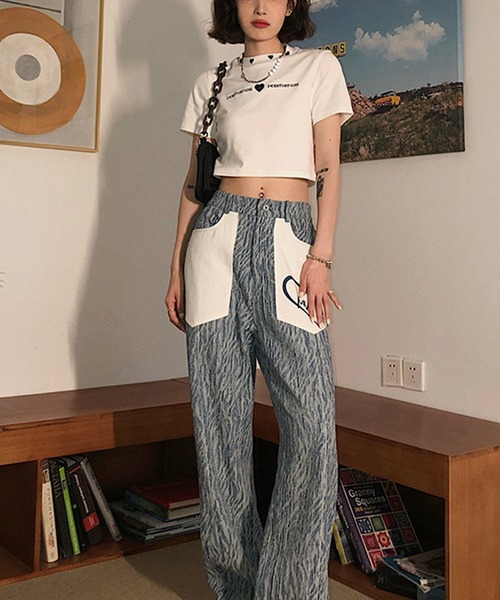 Songe(ソンジュ)の「ハート刺繍半袖ミニT(Tシャツ/カットソー・レディース・ブラック/ホワイト・M/L)」の10枚目の写真