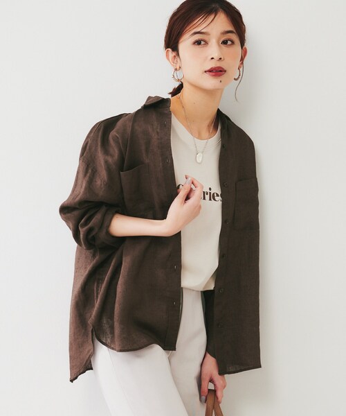 【未使用】リネンシャツ UNIQLO - 新品未使用タグ付 ユニクロ 麻 リネンシャツ Lサイズ