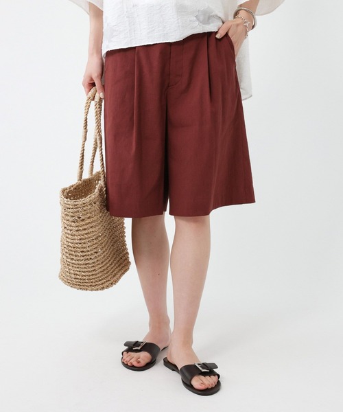 BABYLONE（バビロン）の「リネンストレッチショートパンツ（その他パンツ・レディース・ブラック/ボルドー・38inch/36inch）」の2枚目の写真