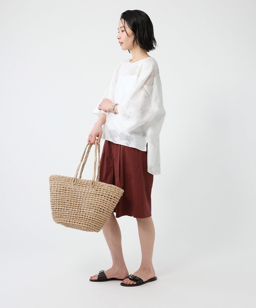 BABYLONE（バビロン）の「リネンストレッチショートパンツ（その他パンツ・レディース・ブラック/ボルドー・38inch/36inch）」の11枚目の写真