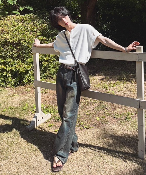 NOWLE（ノウル）の「【NOWLE】リラックス ワッフル ヘンリーネック 半袖 Tシャツ（Tシャツ/カットソー・メンズ・ホワイト/ライトグレー・X-LARGE/LARGE/MEDIUM）」の15枚目の写真