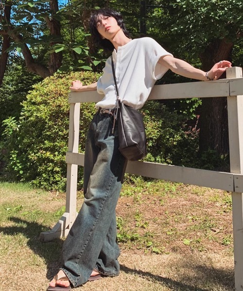 NOWLE（ノウル）の「【NOWLE】リラックス ワッフル ヘンリーネック 半袖 Tシャツ（Tシャツ/カットソー・メンズ・ホワイト/ライトグレー・X-LARGE/LARGE/MEDIUM）」の13枚目の写真