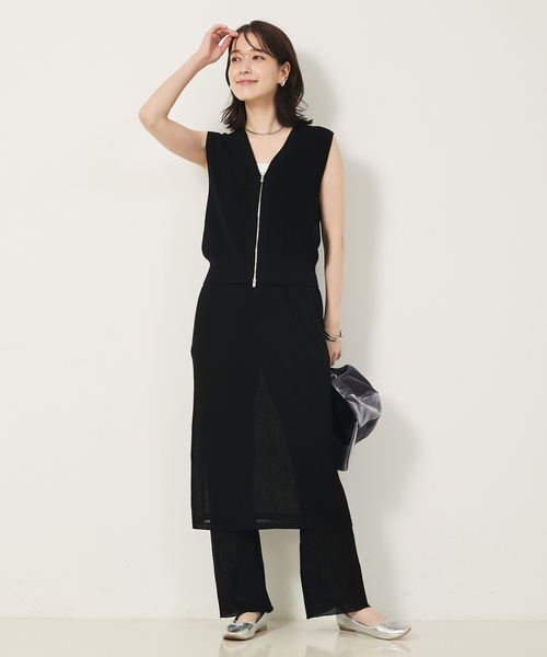 abahouse mavie（アバハウスマヴィ）の「【セットアップ対応】ジップニットベスト（ベスト・レディース・ブラック/ブラウン・フリー）」の3枚目の写真