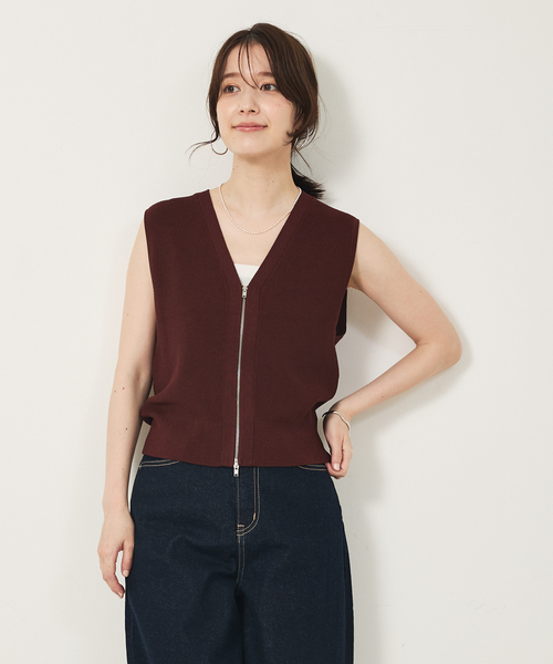 abahouse mavie（アバハウスマヴィ）の「【セットアップ対応】ジップニットベスト（ベスト・レディース・ブラック/ブラウン・フリー）」の6枚目の写真