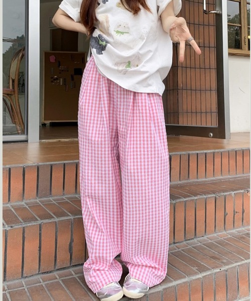 【新品未使用】aeae ギンガムチェック ラウンジ パジャマ パンツ ネイビー 新品未使用】aeae ギンガムチェック ラウンジ パジャマ パンツ