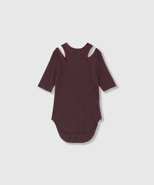tシャツ NOTCH DESIGN TERECO RIB HALF-S TOPS / ノッチデザインテレコリブハーフスリーブトップス レディース NOTCH DESIGN TERECO RIB HALF-S TOPS / ノッチデザインテレコ