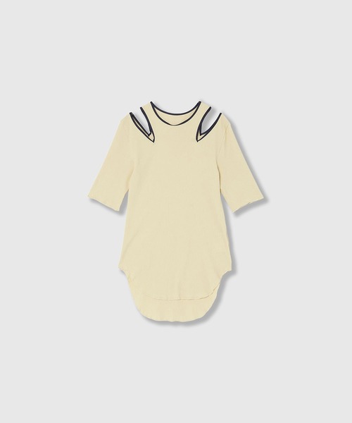 tシャツ NOTCH DESIGN TERECO RIB HALF-S TOPS / ノッチデザインテレコリブハーフスリーブトップス レディース NOTCH DESIGN TERECO RIB HALF-S TOPS / ノッチデザインテレコ