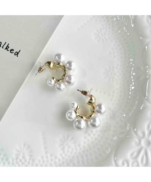 tone(トーン)の「【88eighty-eight】パールビーズゴールドリングピアス【import】(MA)(ピアス(両耳用)・レディース・ゴールド・FREE)」の1枚目の写真