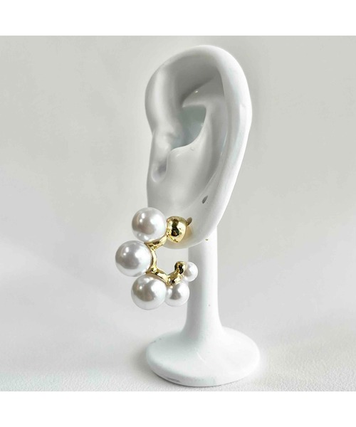 tone(トーン)の「【88eighty-eight】パールビーズゴールドリングピアス【import】(MA)(ピアス(両耳用)・レディース・ゴールド・FREE)」の2枚目の写真