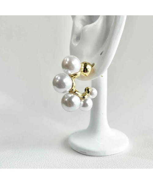 tone(トーン)の「【88eighty-eight】パールビーズゴールドリングピアス【import】(MA)(ピアス(両耳用)・レディース・ゴールド・FREE)」の3枚目の写真