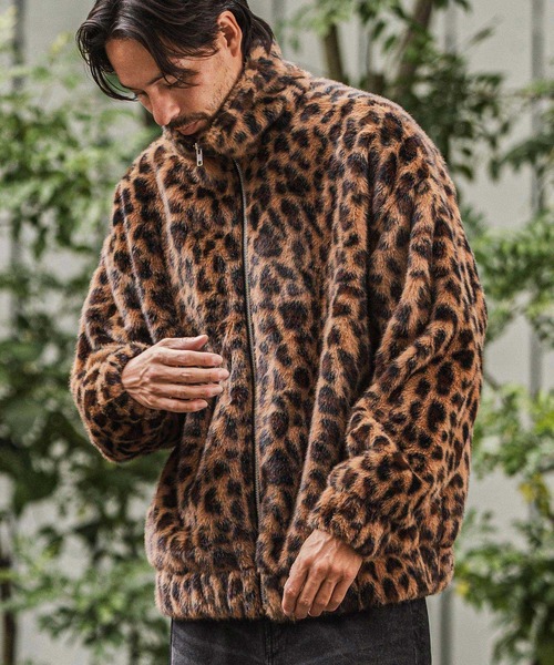 CAMBIO(カンビオ)の「mj10919-Oversized Leopard Fleece Jacket フリースジャケット(その他アウター・メンズ・グレー/ライトブラウン/ブラウン・S/M/L)」の19枚目の写真