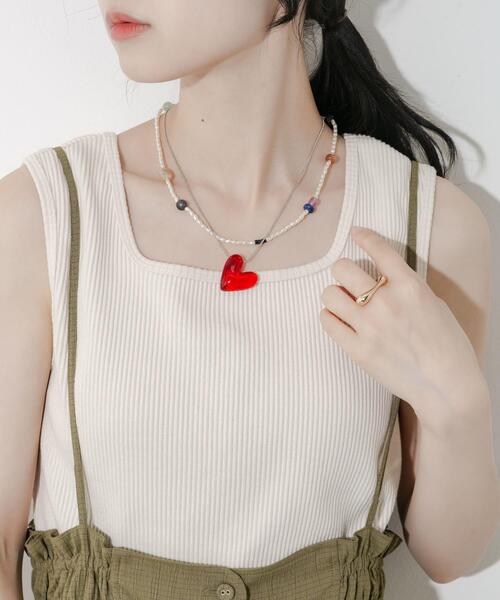 SMELLY（スメリー）の「ハートモチーフパールビーズ2セットネックレス（ネックレス・レディース・シルバー系その他・-）」の3枚目の写真