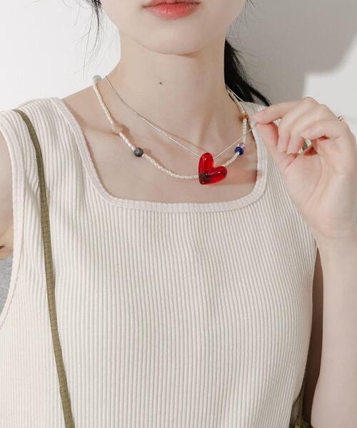 SMELLY（スメリー）の「ハートモチーフパールビーズ2セットネックレス（ネックレス・レディース・シルバー系その他・-）」の4枚目の写真