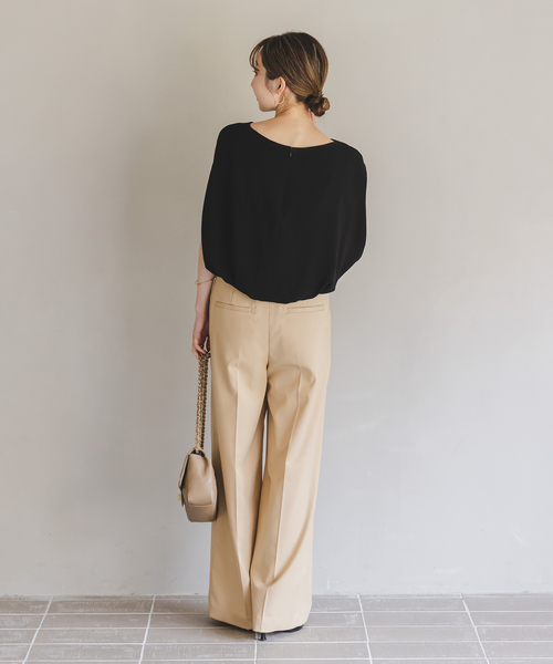 今季完売＊NOBLE新品未使用＊【洗える】ケープブラウス　ブラウン WEB限定追加》【洗える】バルーンケープブラウス（シャツ