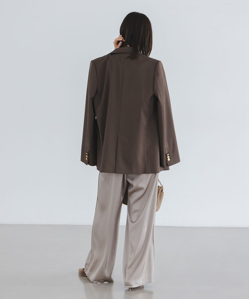 今季完売＊NOBLE新品未使用＊【洗える】ケープブラウス　ブラウン WEB限定追加》【洗える】バルーンケープブラウス（シャツ