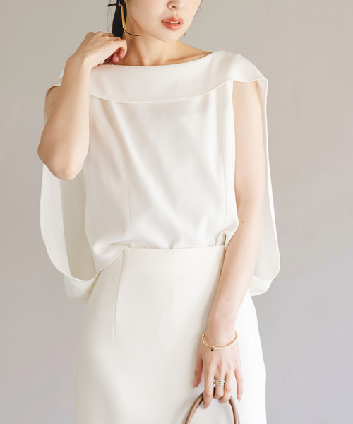 Noble（ノーブル）の「《WEB限定追加》【洗える】バルーンケープブラウス（シャツ/ブラウス・レディース・ブラック/ホワイト・FREE）」の5枚目の写真