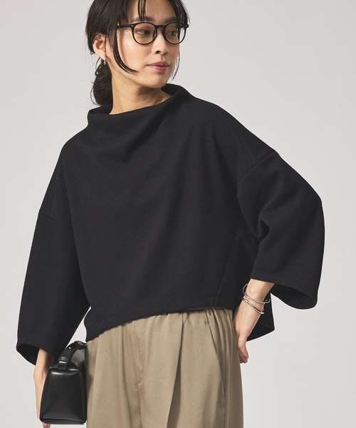 qualite（カリテ）の「ブークレーボトルネックカットソー/秋服/冬服/オフィスカジュアル（Tシャツ/カットソー・レディース・アイボリー/ブラック/グレイッシュベージュ・フリー）」の3枚目の写真