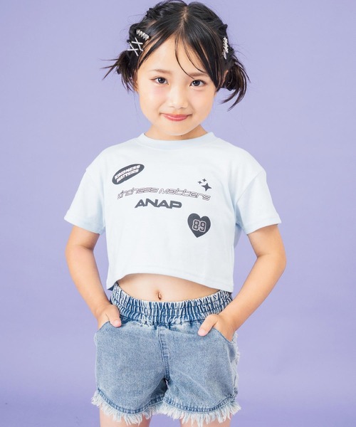 ANAP kids（アナップキッズ）の「モチーフ ロゴ プリント Tシャツ（Tシャツ/カットソー・キッズ・ホワイト/ネイビー/サックスブルー・110cm/120cm/130cm）」の3枚目の写真