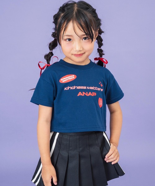 ANAP kids（アナップキッズ）の「モチーフ ロゴ プリント Tシャツ（Tシャツ/カットソー・キッズ・ホワイト/ネイビー/サックスブルー・110cm/120cm/130cm）」の7枚目の写真