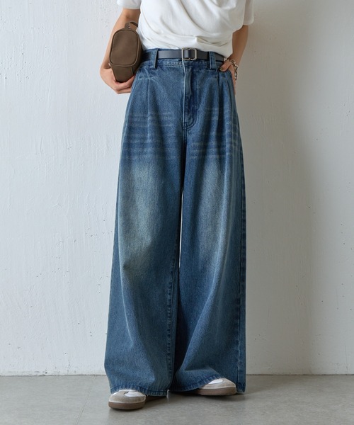 憲一ページ ストレートフィットセンタープレスデニムパンツ | ファッション