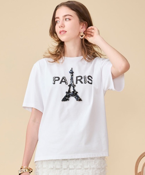 Chesty(チェスティー)の「PARIS Tシャツ/パリ(ブラック)(Tシャツ/カットソー・レディース・ブラック/ホワイト・FREE)」の2枚目の写真