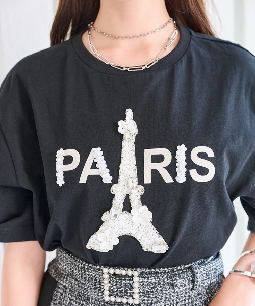 Chesty(チェスティー)の「PARIS Tシャツ/パリ(ブラック)(Tシャツ/カットソー・レディース・ブラック/ホワイト・FREE)」の4枚目の写真