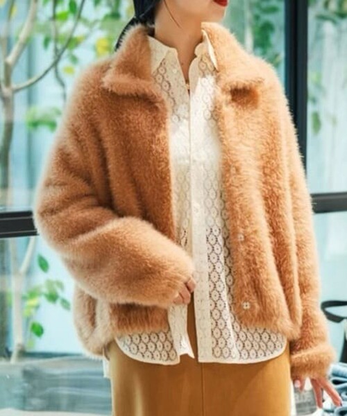 フェザーヤーン ステンカラーカーディガン（カーディガン/ボレロ