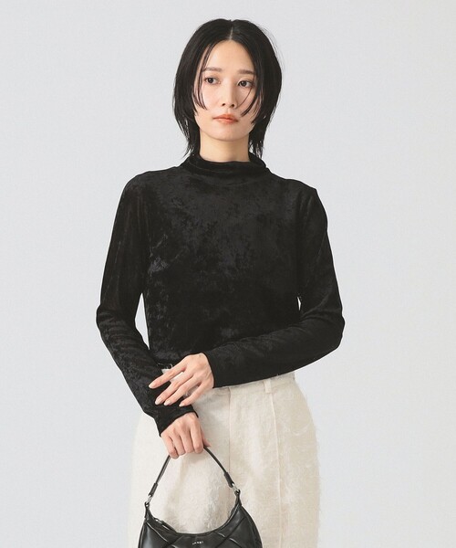 Ray BEAMS（レイビームス）の「ベロア チュール ハイネック トップス（Tシャツ/カットソー・レディース・サックスブルー/ブラック/ホワイト系その他6・ONE SIZE）」の2枚目の写真