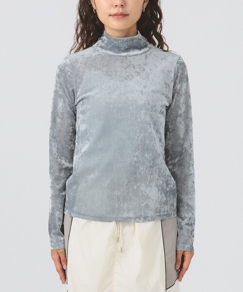 Ray BEAMS（レイビームス）の「ベロア チュール ハイネック トップス（Tシャツ/カットソー・レディース・サックスブルー/ブラック/ホワイト系その他6・ONE SIZE）」の6枚目の写真