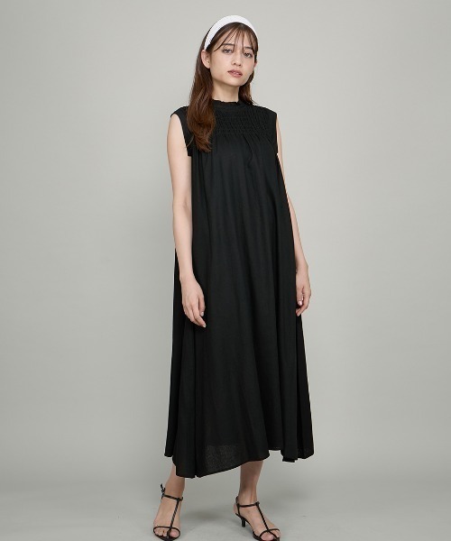 QUEENS COURT(クイーンズコート)の「レーヨンアサシャーリングトップワンピース≪洗濯機で洗える≫(ワンピース・レディース・ブラック/ブラウン/レッド・M)」の1枚目の写真