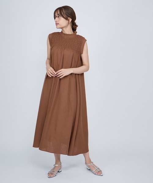 QUEENS COURT(クイーンズコート)の「レーヨンアサシャーリングトップワンピース≪洗濯機で洗える≫(ワンピース・レディース・ブラック/ブラウン/レッド・M)」の14枚目の写真