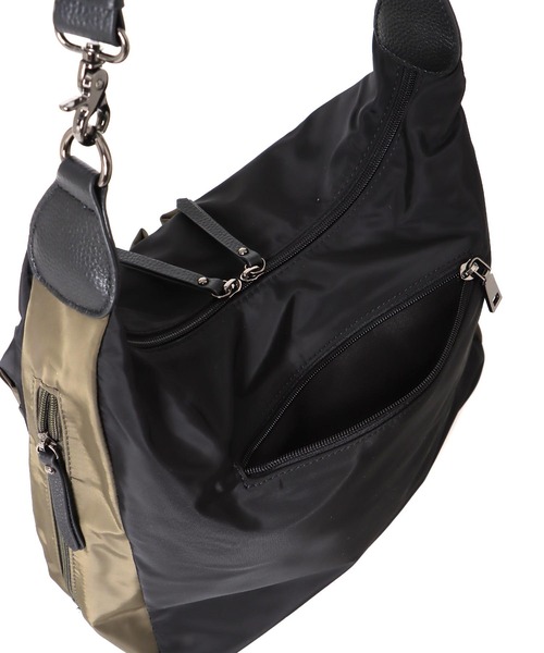 Cepica（セピカ）の「牛革×配色ナイロンWポッケショルダー（ショルダーバッグ・レディース・ブラック/カーキ・FREE）」の11枚目の写真