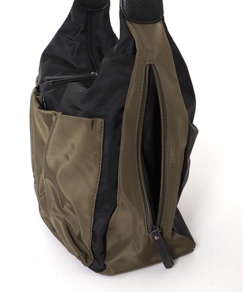 Cepica（セピカ）の「牛革×配色ナイロンWポッケショルダー（ショルダーバッグ・レディース・ブラック/カーキ・FREE）」の12枚目の写真