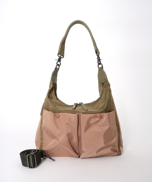 Cepica（セピカ）の「牛革×配色ナイロンWポッケショルダー（ショルダーバッグ・レディース・ブラック/カーキ・FREE）」の13枚目の写真