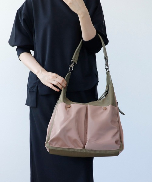 Cepica（セピカ）の「牛革×配色ナイロンWポッケショルダー（ショルダーバッグ・レディース・ブラック/カーキ・FREE）」の17枚目の写真