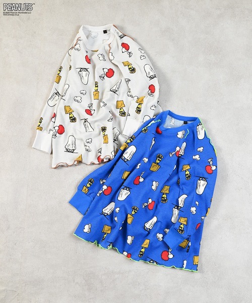 PEANUTS（ピーナッツ）の「【PEANUTS】スヌーピーワッフルビッグロンＴ（Tシャツ/カットソー・キッズ・ブルー系その他/グレー系その他・XS/S/M/L/LL）」の13枚目の写真