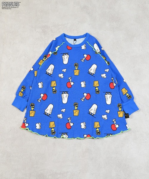 PEANUTS（ピーナッツ）の「【PEANUTS】スヌーピーワッフルビッグロンＴ（Tシャツ/カットソー・キッズ・ブルー系その他/グレー系その他・XS/S/M/L/LL）」の11枚目の写真