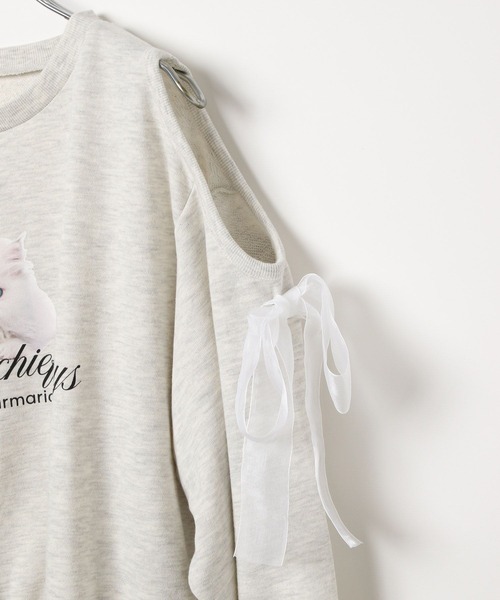 repipi armario(レピピ アルマリオ)の「【girly line】CATリボンカタアキトップス(スウェット・キッズ・サックスブルー/アイボリー/グレー・LARGE/MEDIUM/SMALL)」の9枚目の写真