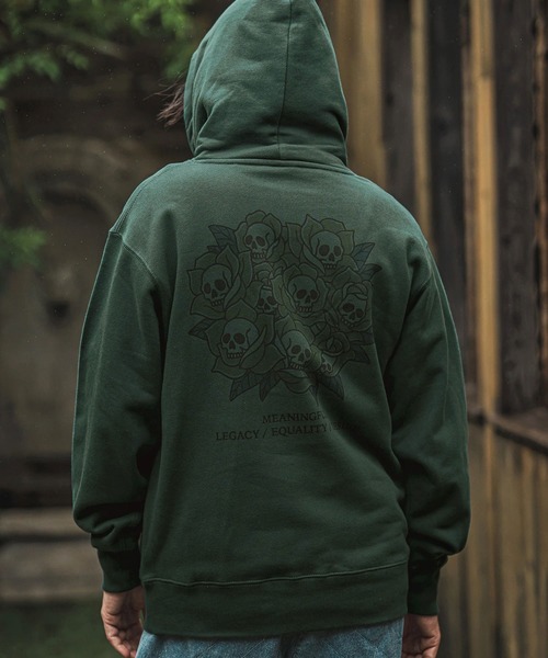 mpa3900- ヘビーウェイトプリントプルパーカー_Rose＆Skull(CASD-164